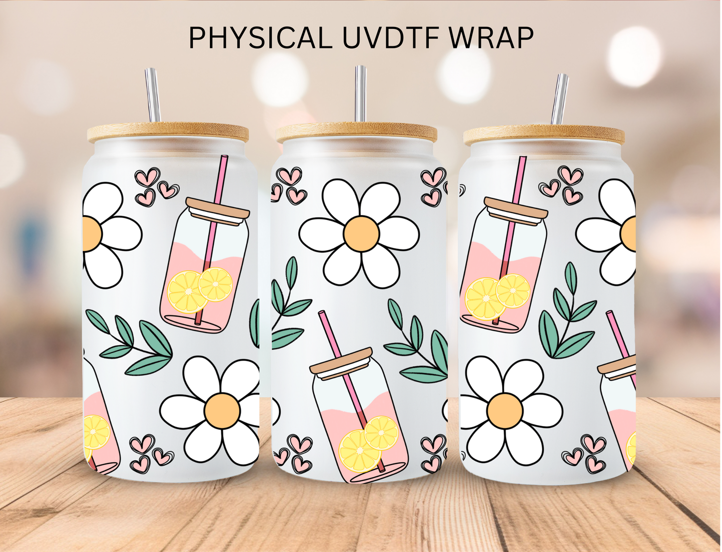 Floral Strawberry Lemonade - 16 oz / 20 oz Libby UV DTF