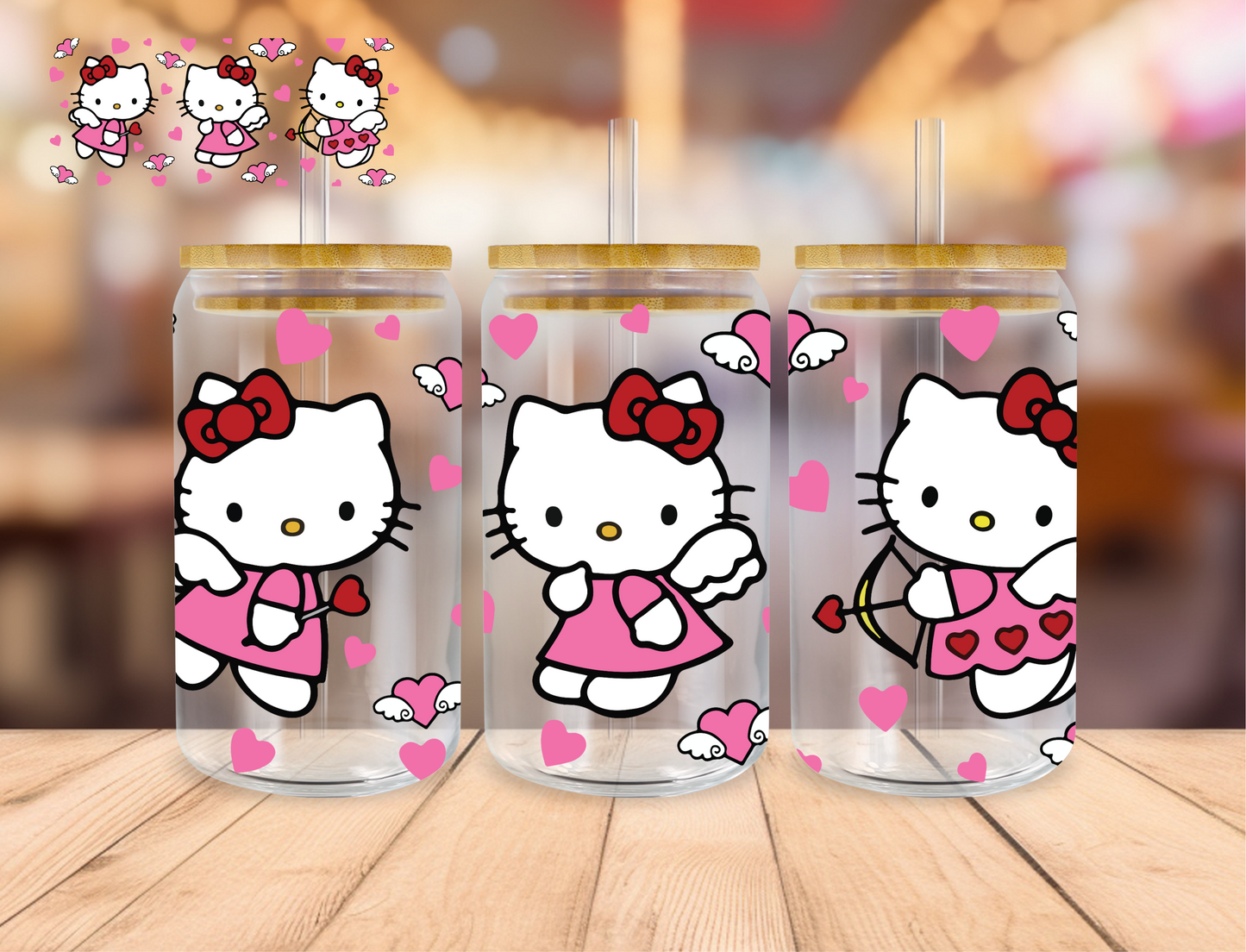 Cupid Kitty - 16 oz / 20 oz Libby UV DTF Wrap