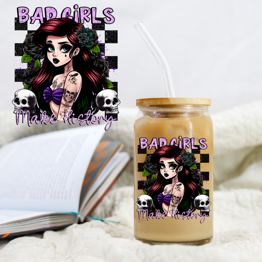 Bad Girl's Collection Checkered Mermaid Princess - UV DTF Libby Decal CSTAGE EXCLUSIVE