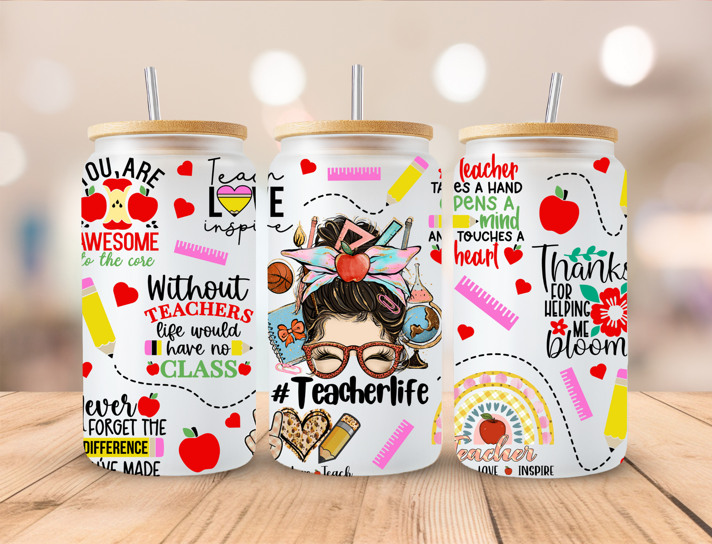 #Teacherlife- 16 oz / 20 oz Libby UV DTF Wrap