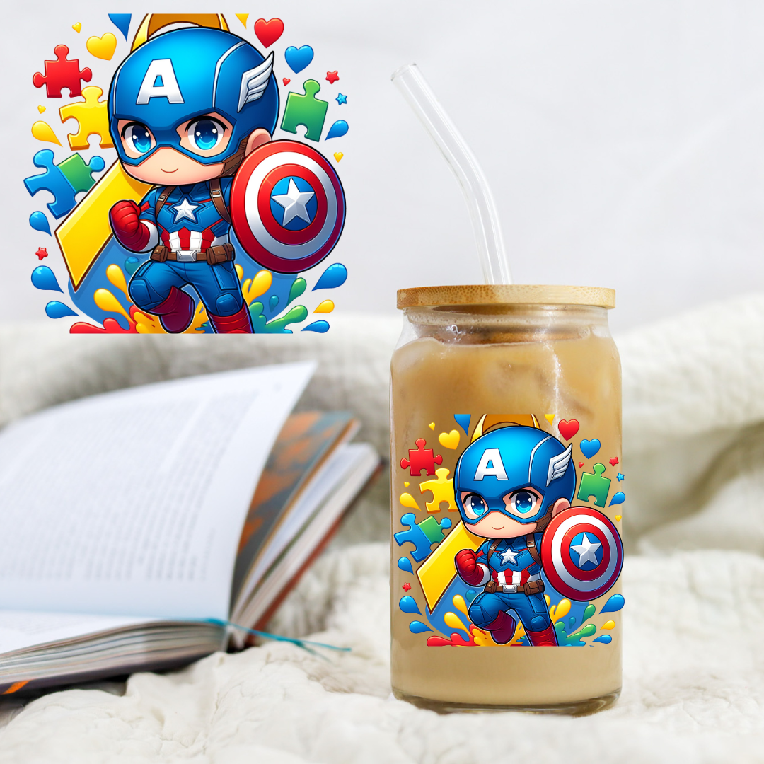 Autism Captain Hero - UV DTF Libby Decal