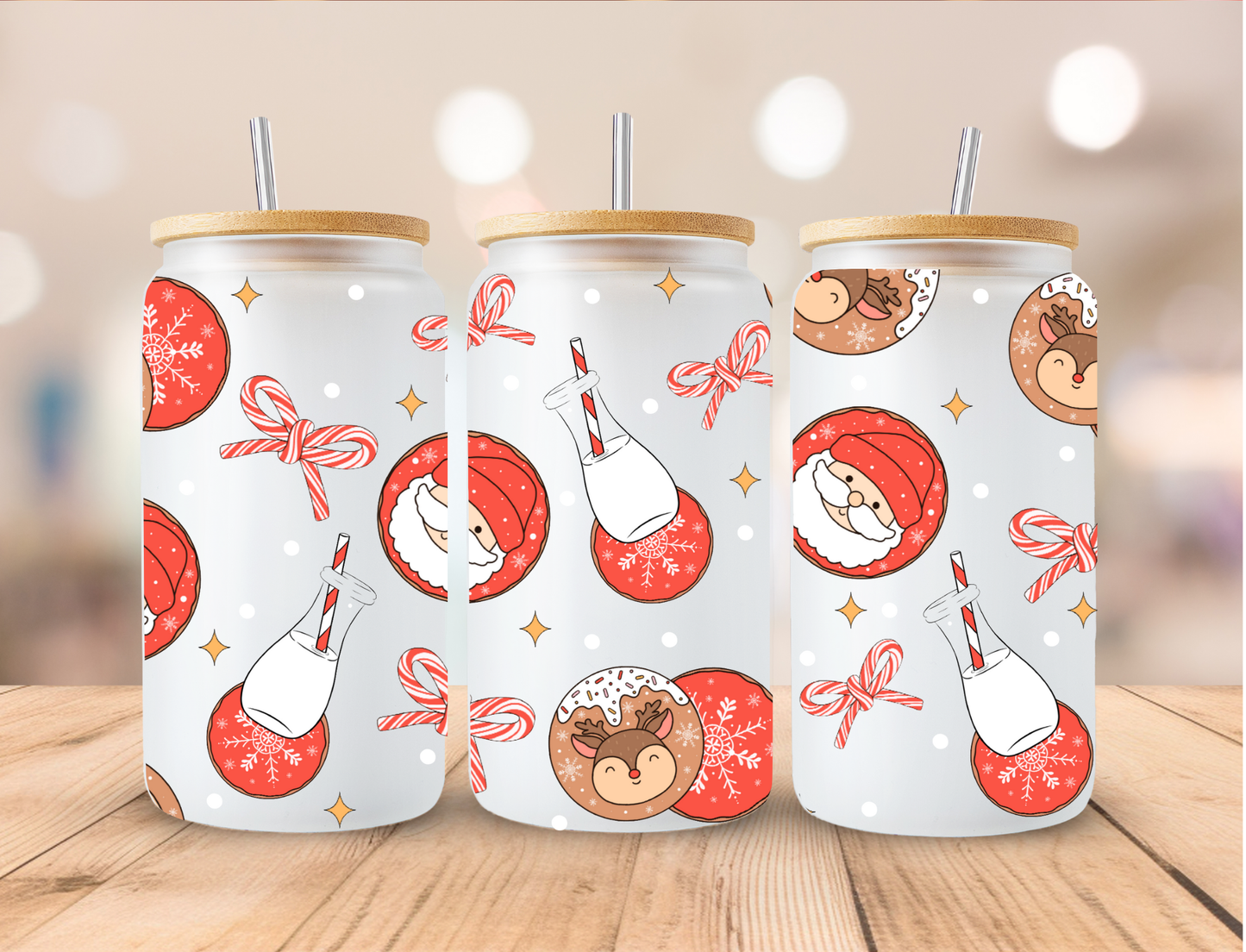 Christmas Milk And Cookies - 16 oz / 20 oz Libby UV DTF Wrap