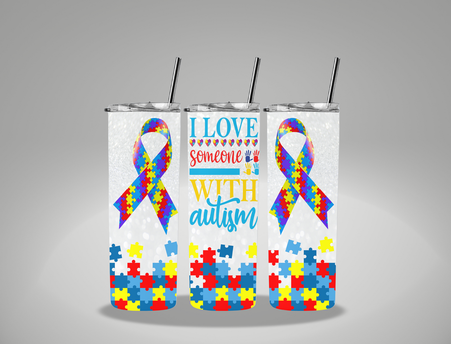 I love Someone With Autism - 20oz Skinny Tumbler Wrap EEE EXCLUSIVE