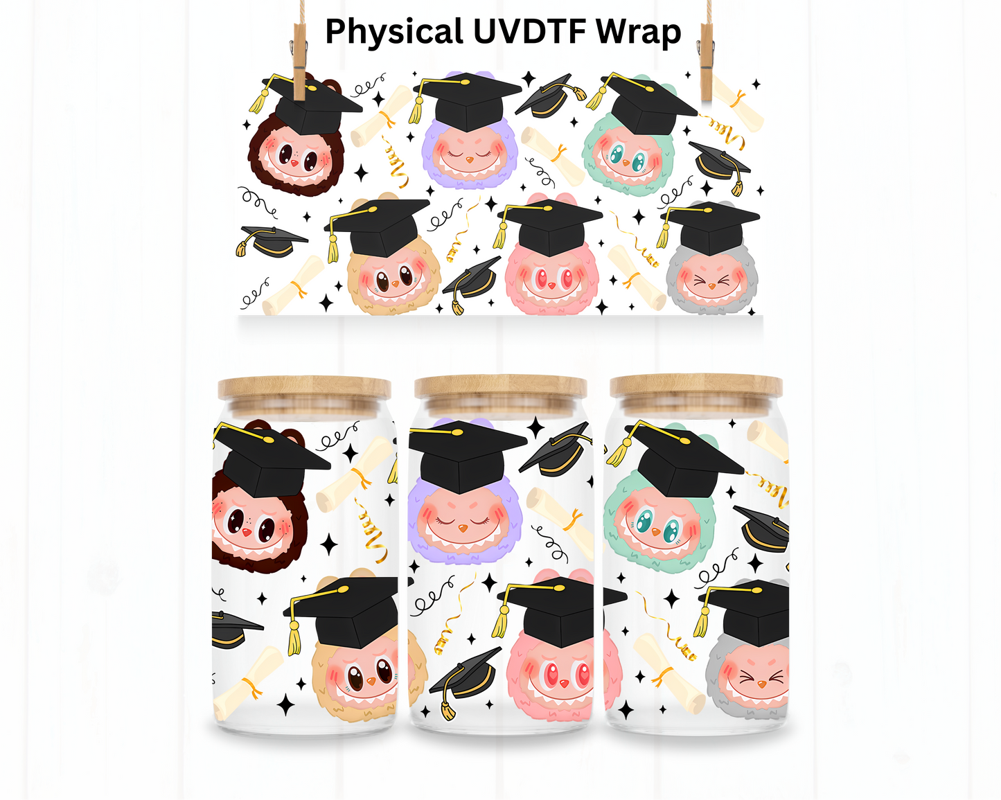 Graduation LaBu Bears Head - 16 oz / 20 oz Libby UV DTF