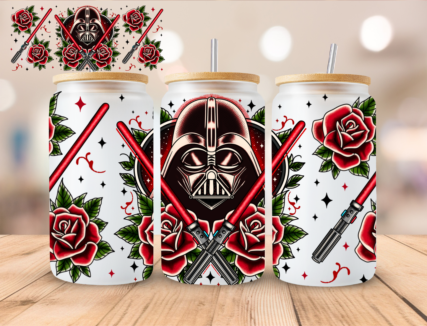 Dark Lord Rose Star Hero - 16 oz / 20 oz Libby UV DTF Wrap SUPRIMA EXCLUSIVE