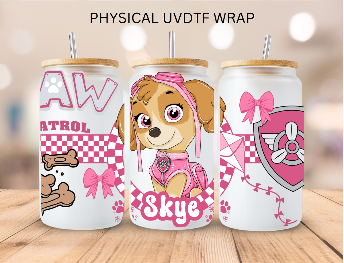 Pink Firefighter Dog - 16 oz / 20 oz Libby UV DTF