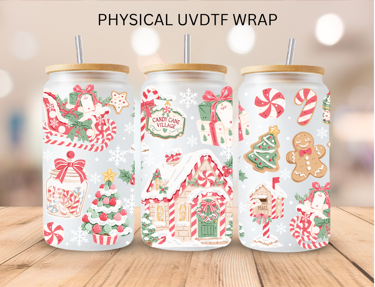 Candy Cane Village - 16 oz / 20 oz Libby UV DTF Wrap