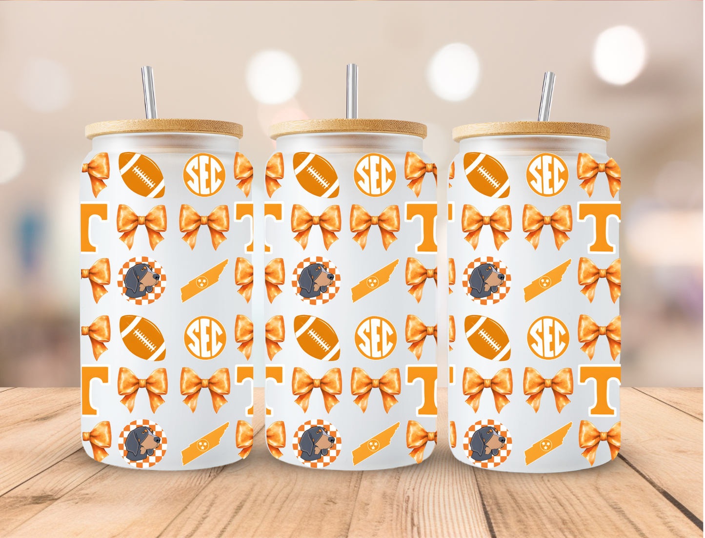 Football Vols Coquette - 16 oz / 20 oz Libby UV DTF Wrap