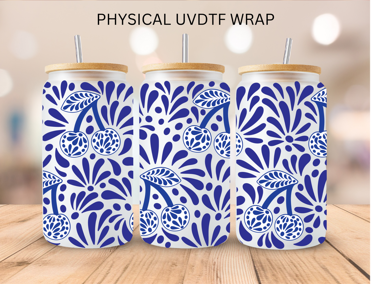 Blue Cherry Talavera - 16 oz / 20 oz Libby UV DTF (Copy)