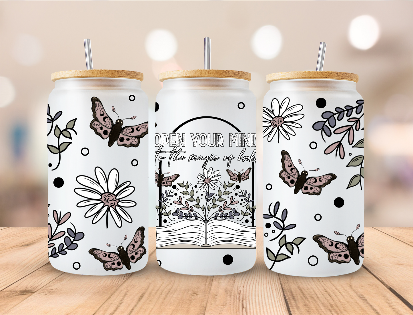 Open Your Mind To The Magic Of Books - 16oz Libby UV DTF Wrap