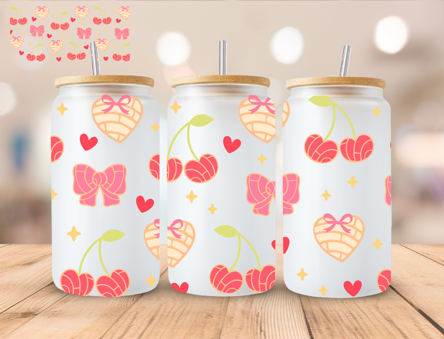 Pink Concha - 16 oz / 20 oz Libby UV DTF Wrap