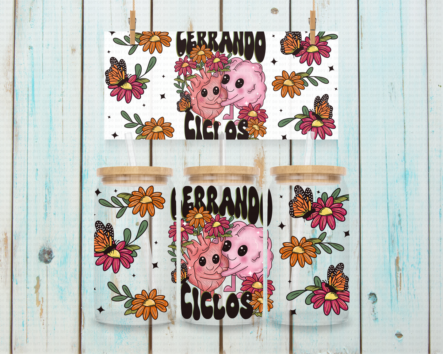 Latino Cerrandos Circlos - 16 oz / 20 oz Libby UV DTF Wrap C&O EXCLUSIVE