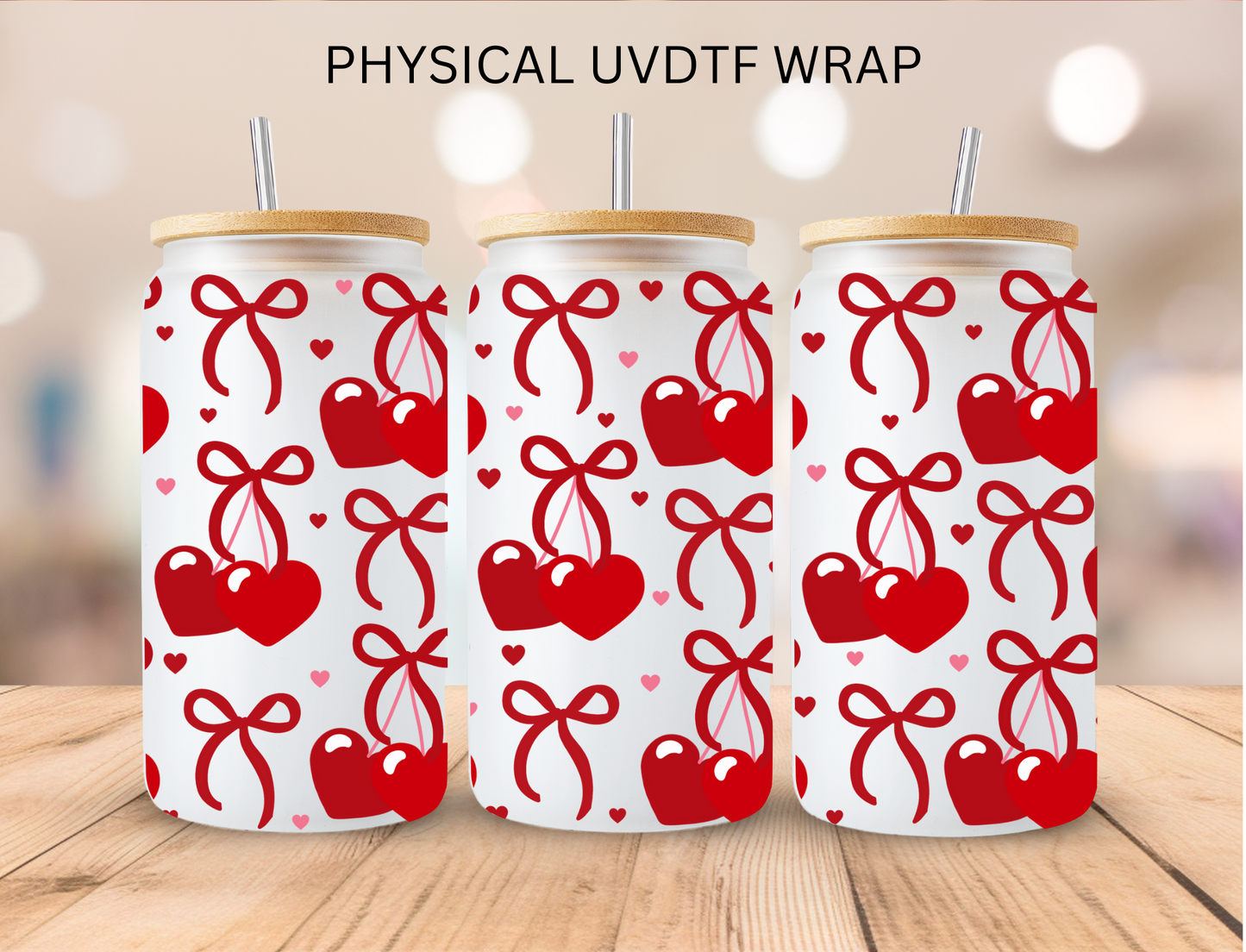 Valentine Red Coquette Cherries - 16 oz / 20 oz Libby UV DTF