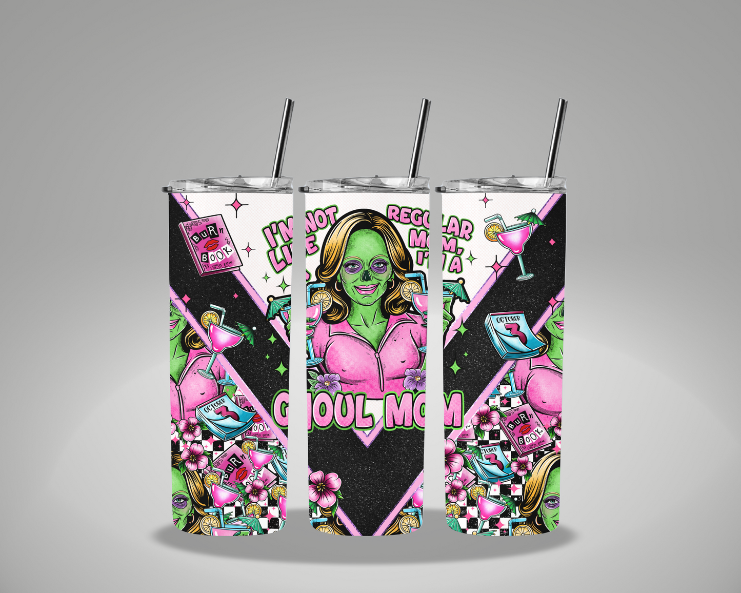 Zombies Ghoul Mom - 20oz Skinny Tumbler Wrap GRAVITIES EXCLUSIVE