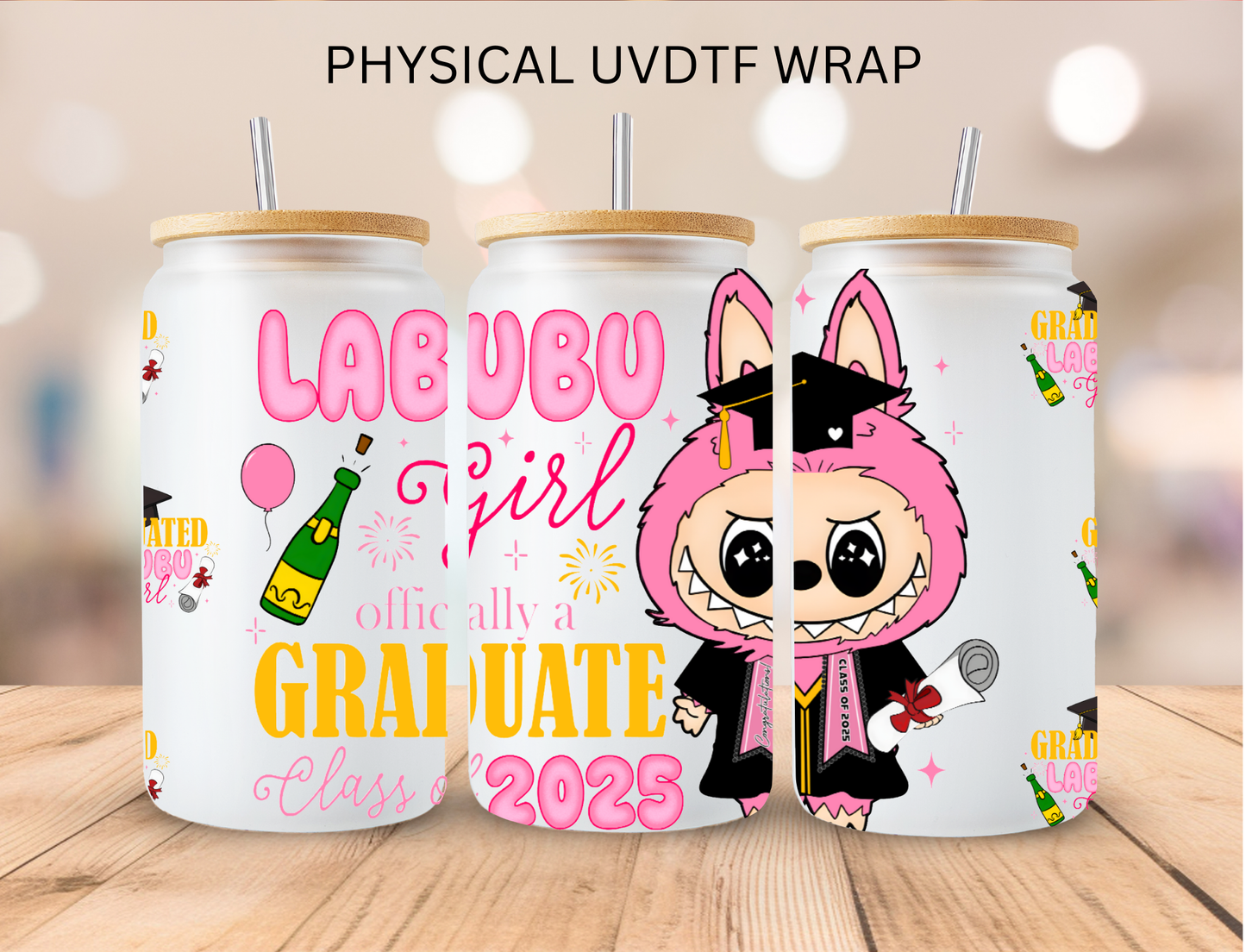 Graduate Bubu Bear - 16 oz / 20 oz Libby UV DTF