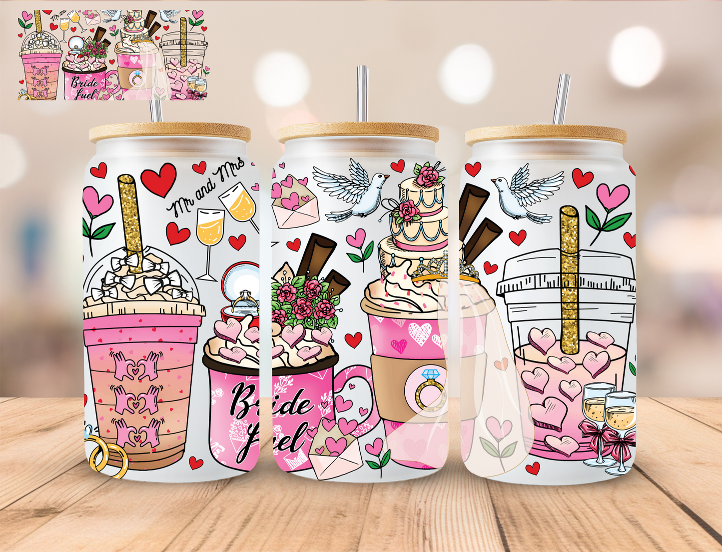 Bride Fuel - 16 oz / 20 oz Libby UV DTF Wrap
