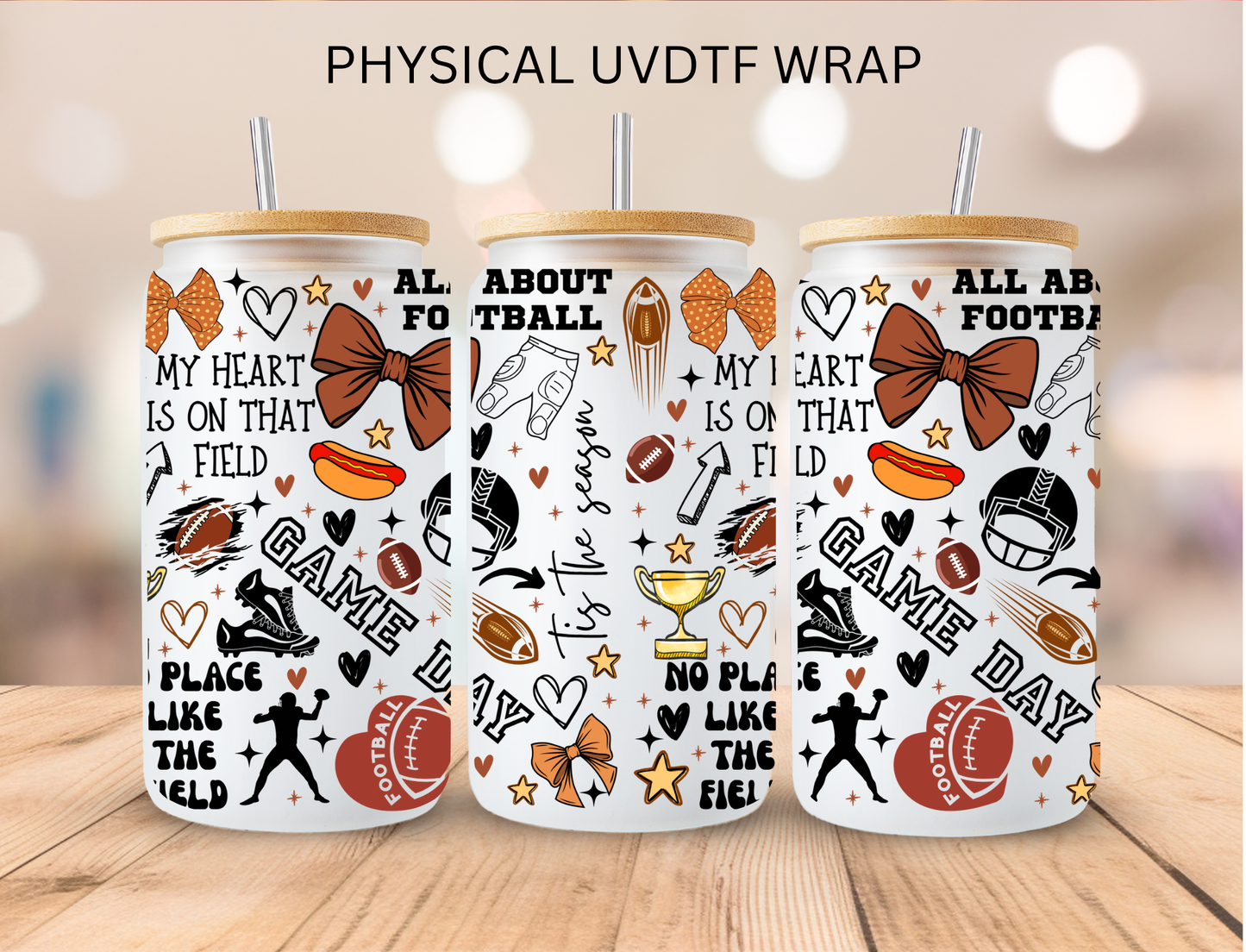 Brown Football Gameday - 16 oz / 20 oz Libby UV DTF Wrap