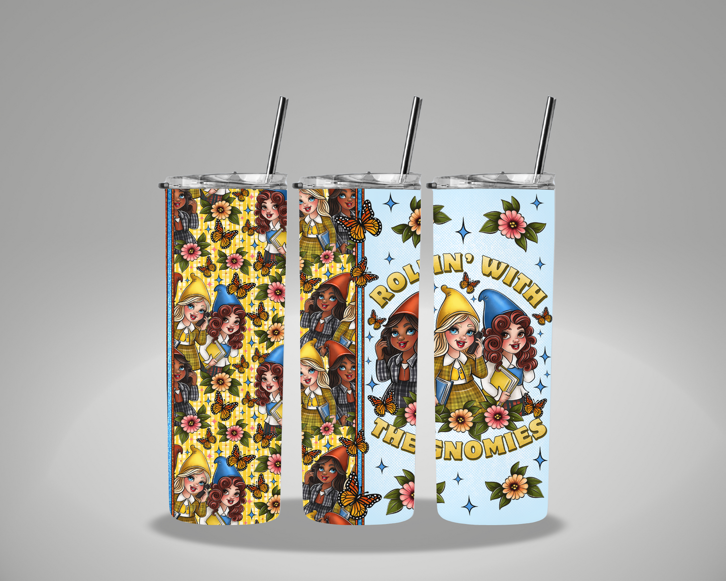 Rollin With My Gnomies Spring - 20oz Skinny Tumbler Wrap GRAVITIES EXCLUSIVE