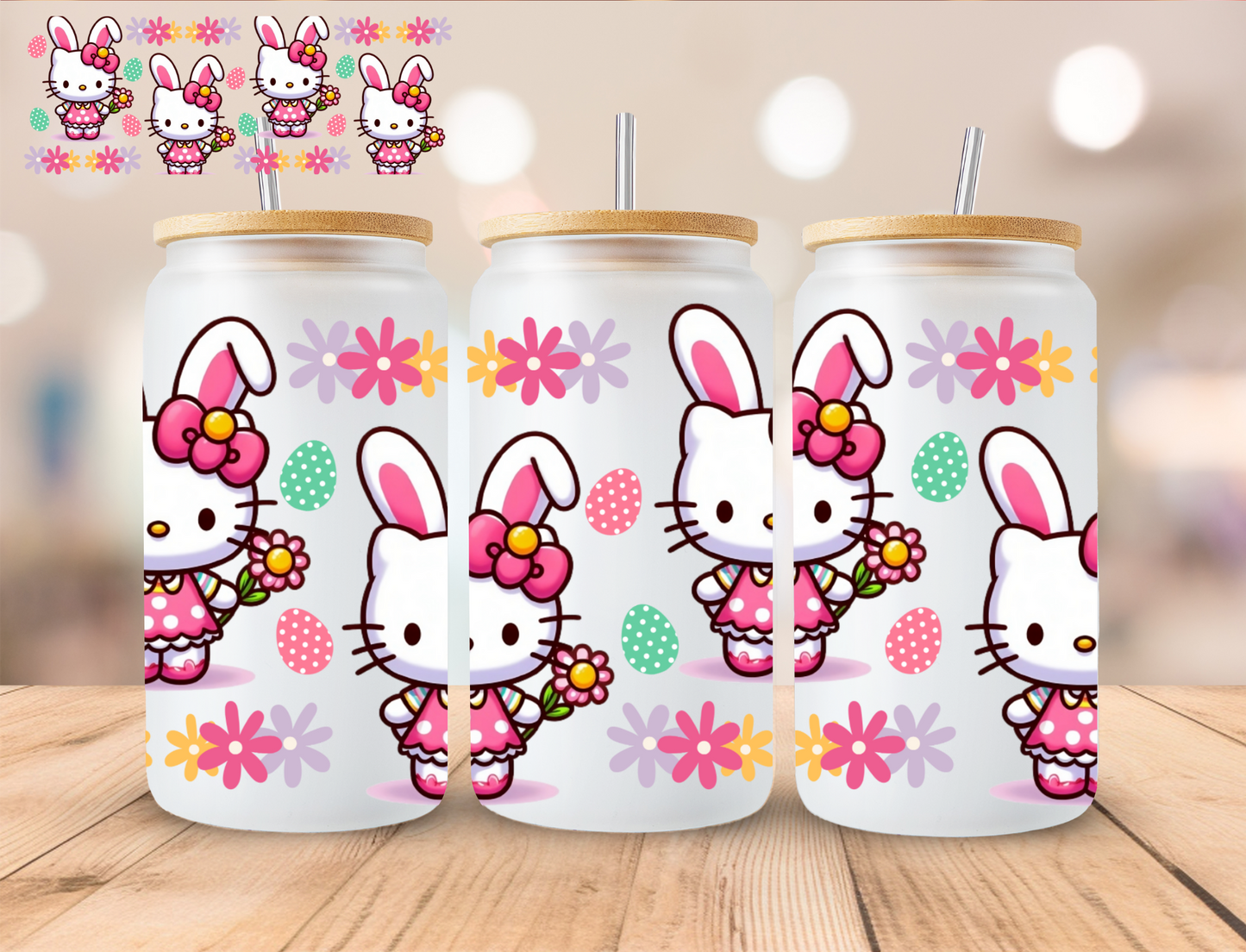 Easter Kitty - 16 oz / 20 oz Libby UV DTF Wrap