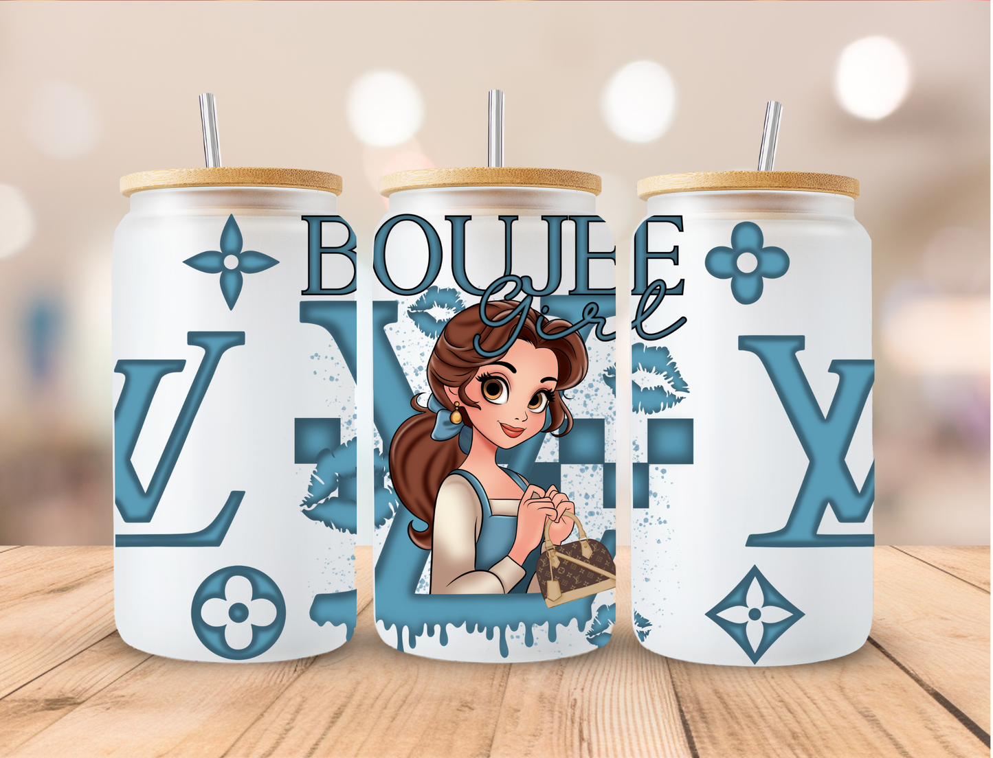 Boujee LV Ana Princess - 16 oz / 20 oz Libby UV DTF Wrap