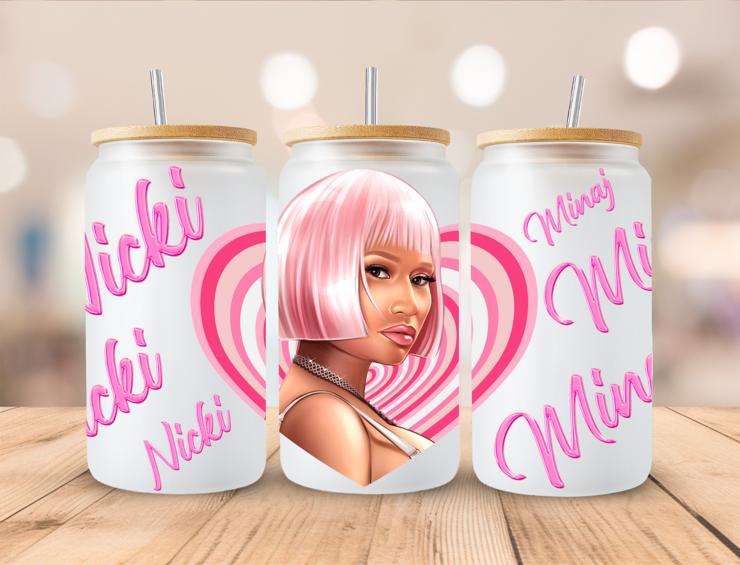 Pink Nicki M - 16 oz / 20 oz Libby UV DTF Wrap