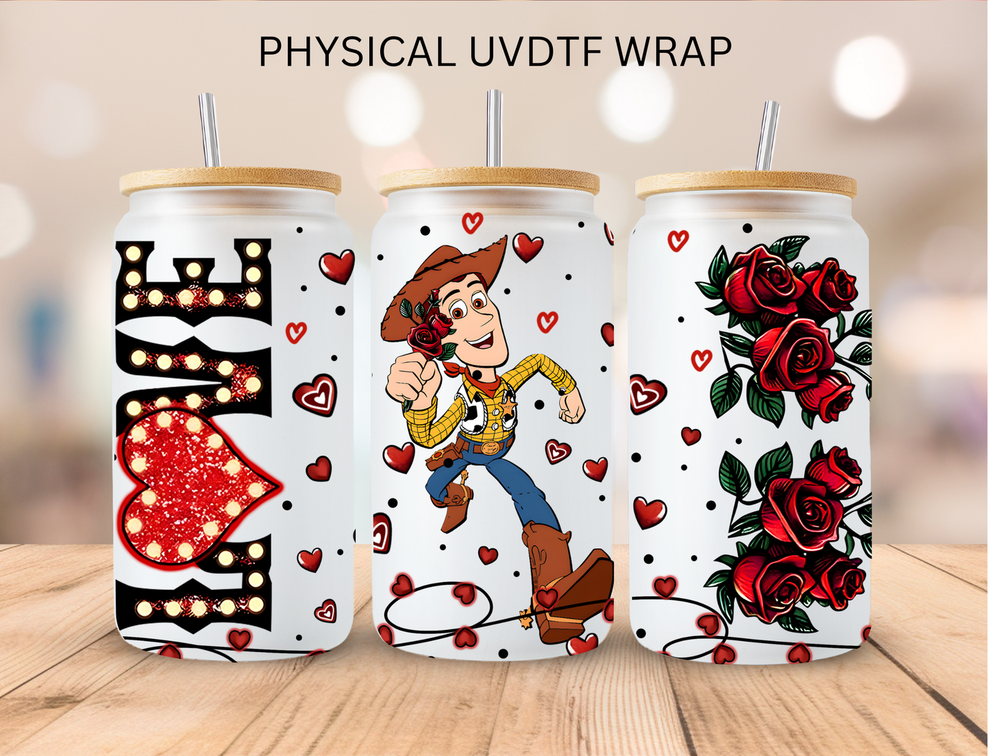 Valentines LOVE Toy Cowboy - 16 oz / 20 oz Libby UV DTF Wrap