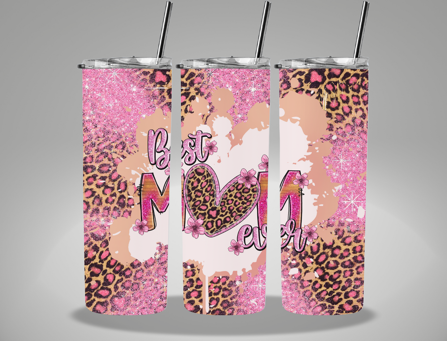 Mother's Day Pink Best Mom Ever - 20oz Skinny Tumbler Wrap