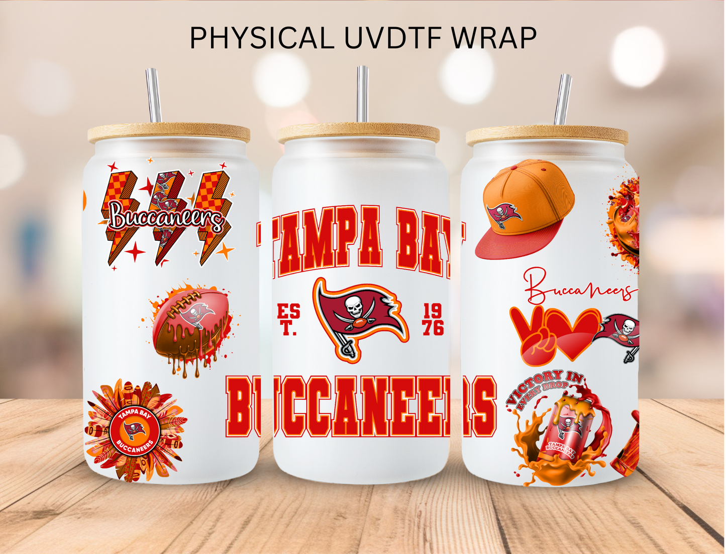 Buccaneers NFL Team - 16 oz / 20 oz Libby UV DTF Wrap