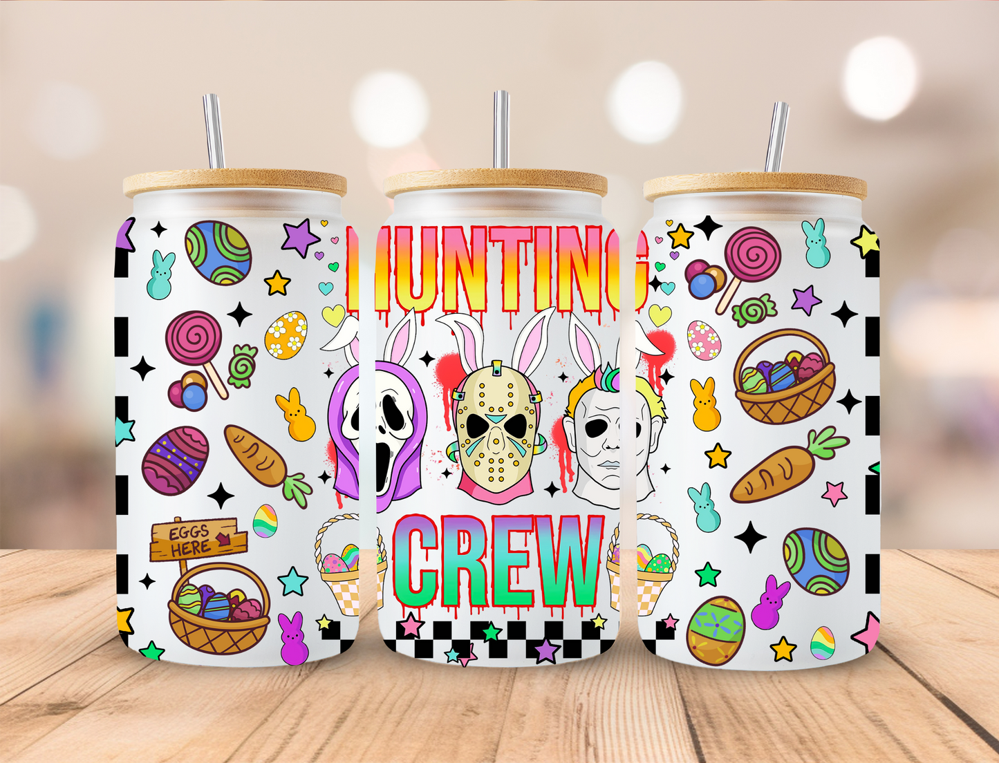 Easter Horror Hunting Crew - 16 oz / 20 oz Libby UV DTF Wrap