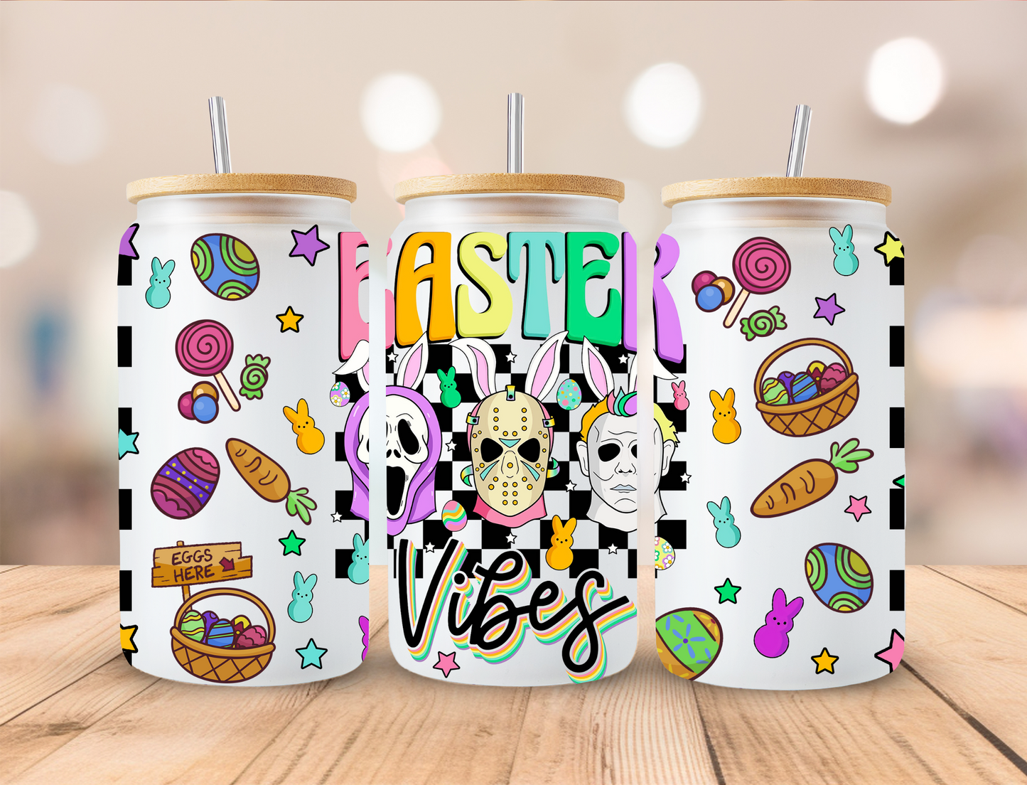 Easter Horror Easter Vibes - 16 oz / 20 oz Libby UV DTF Wrap