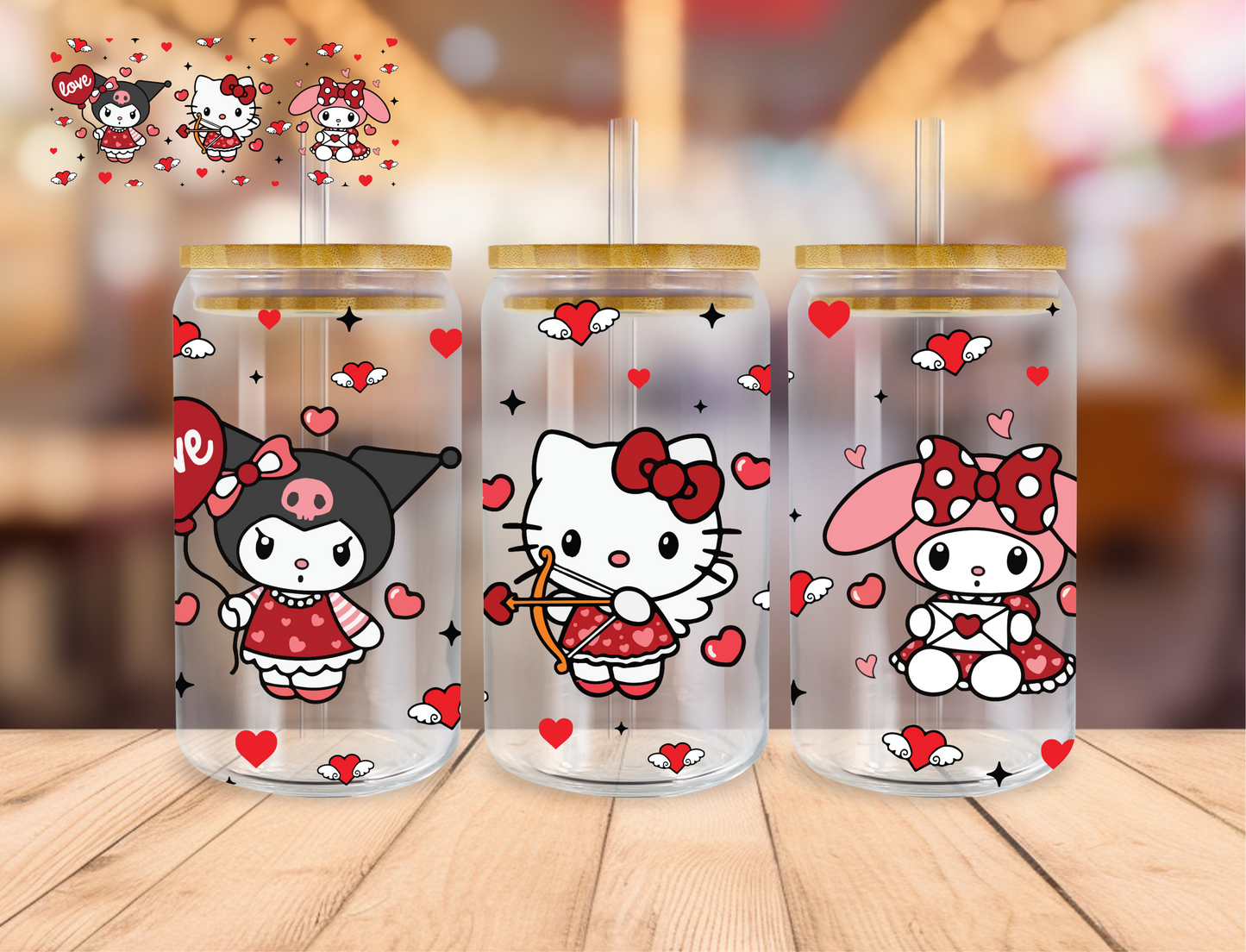 Cupid Kitty's - 16 oz / 20 oz Libby UV DTF Wrap