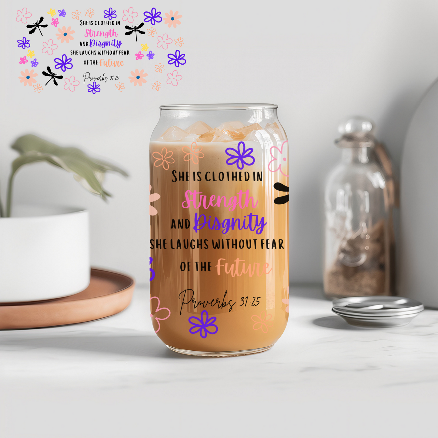 Clothed In Dignity Faith - 16 oz Libby UV DTF Wrap RTS