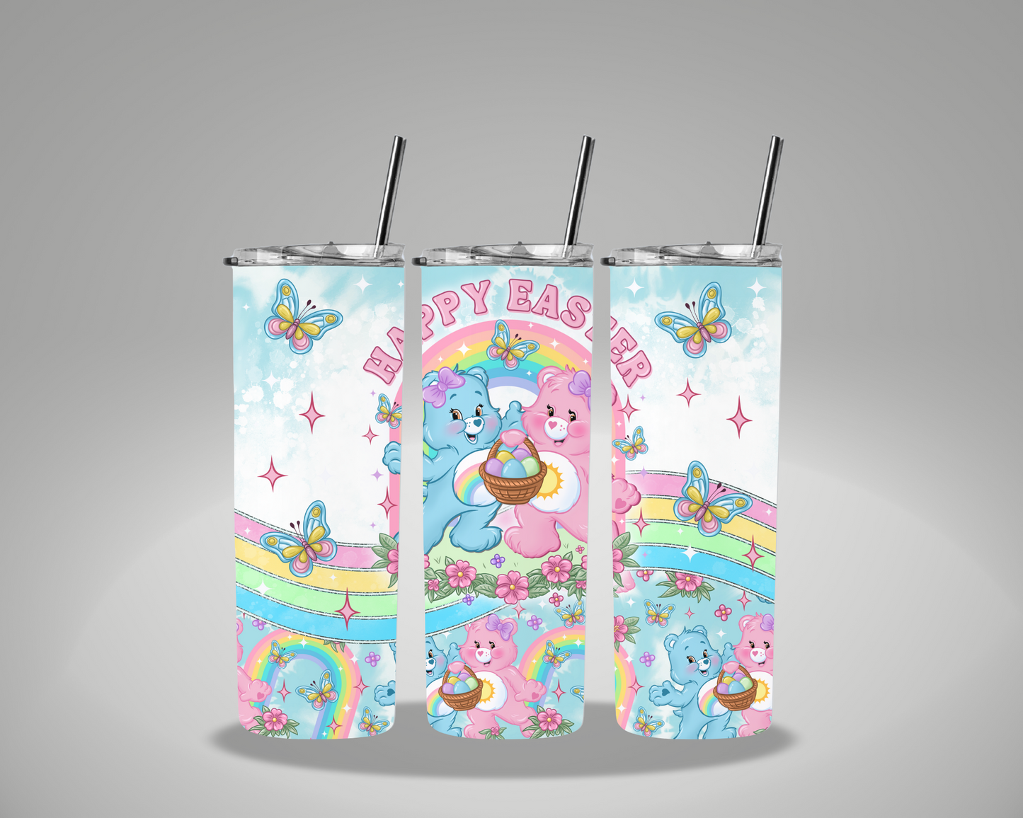 Happy Easter Colorful Bears - 20oz Skinny Tumbler Wrap GRAVITIES EXCLUSIVE