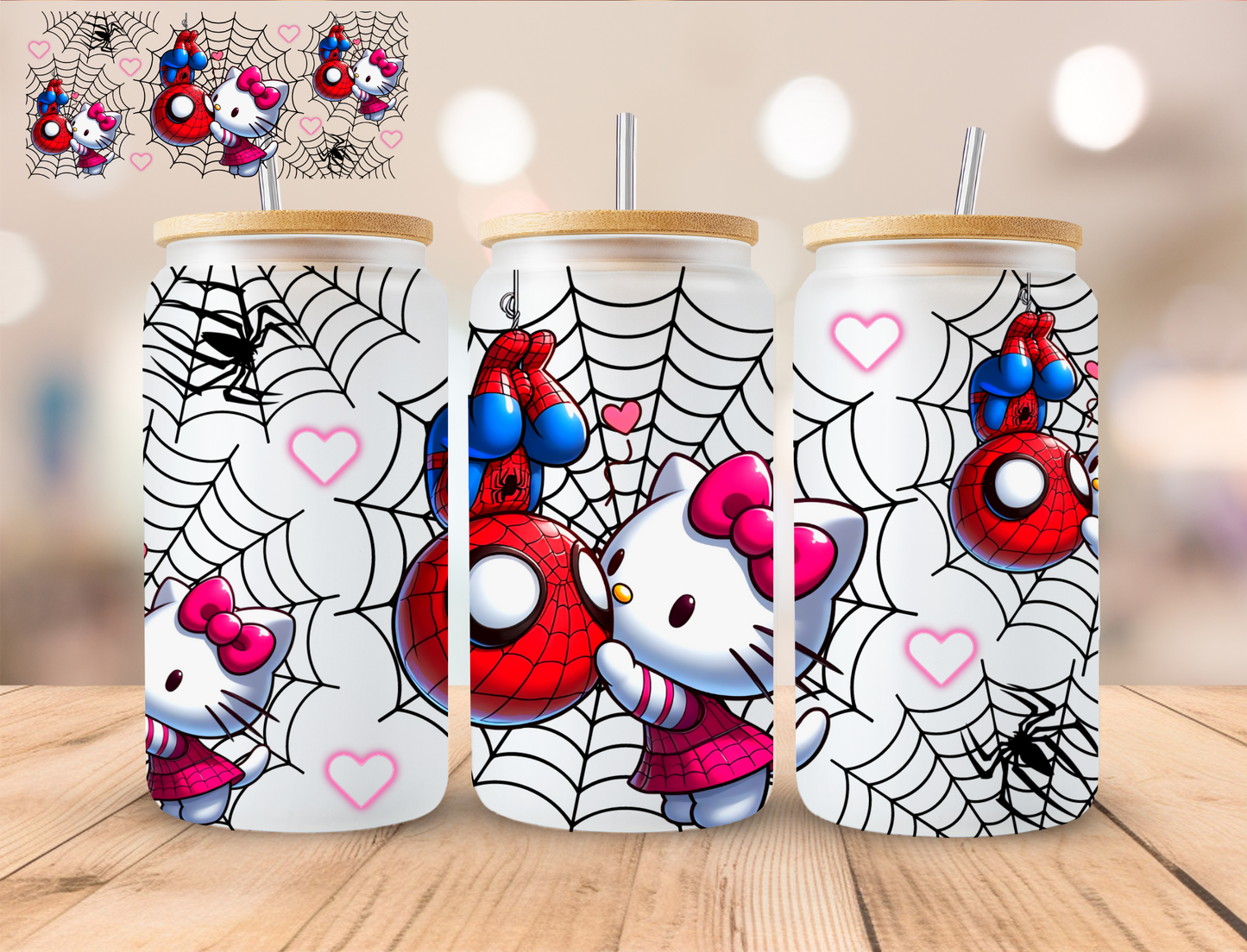 Spider And Kitty - 16 oz / 20 oz Libby UV DTF Wrap