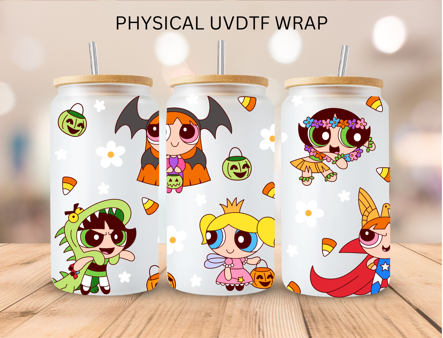 Halloween Puff Girls - 16 oz / 20 oz Libby UV DTF Wrap