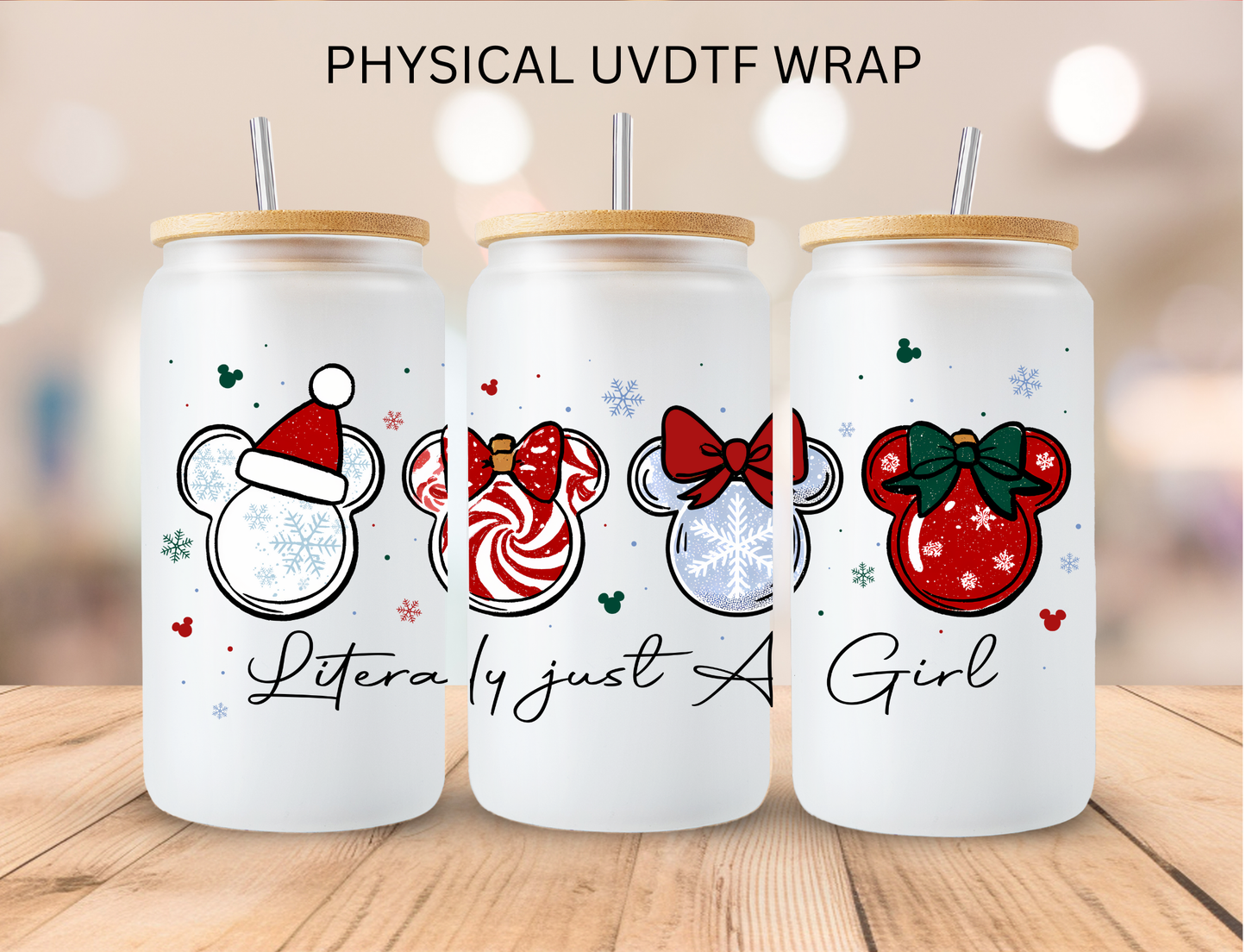 Christmas Just a Girl - 16 oz / 20 oz Libby UV DTF Wrap