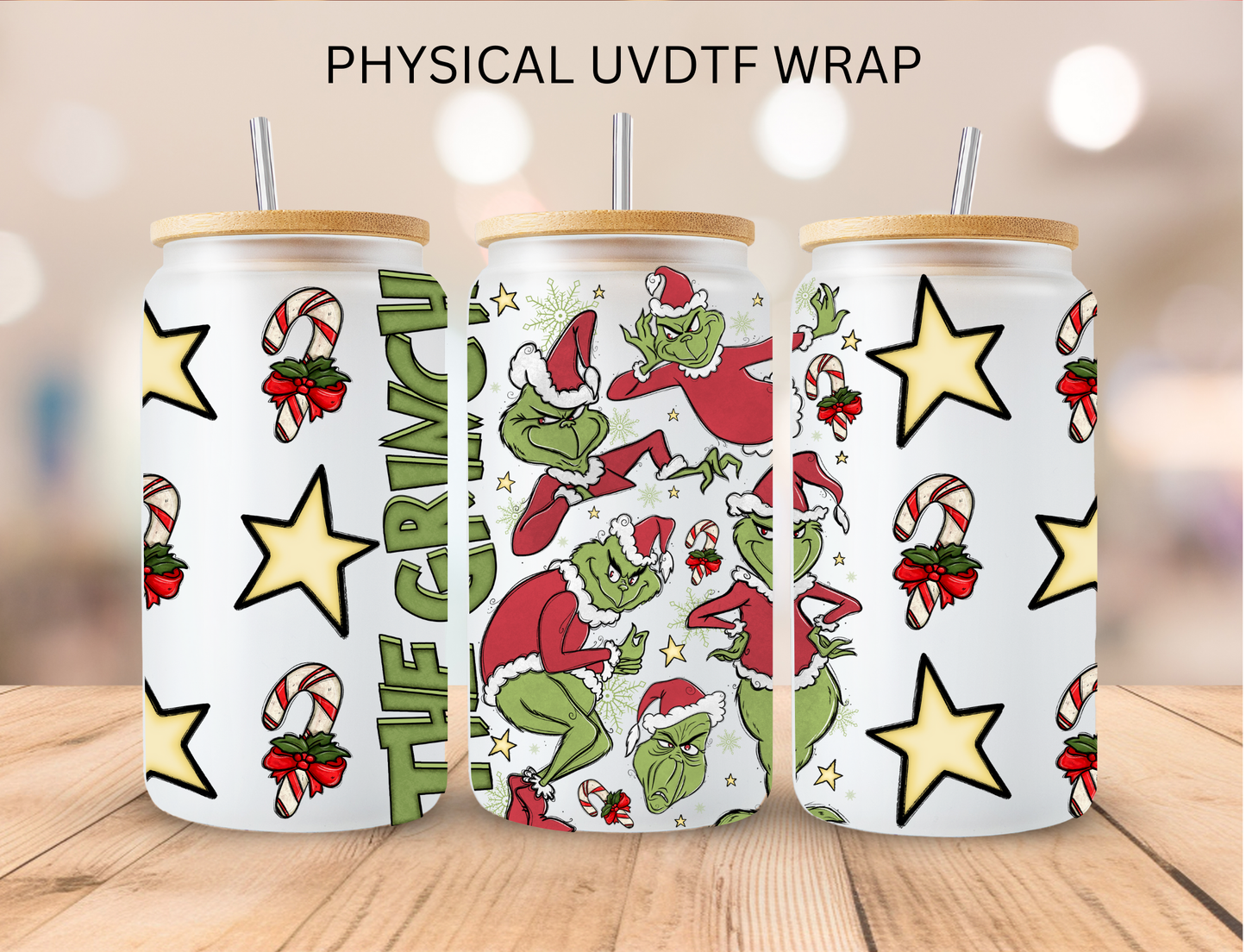 Christmas Mean Green - 16 oz / 20 oz Libby UV DTF Wrap