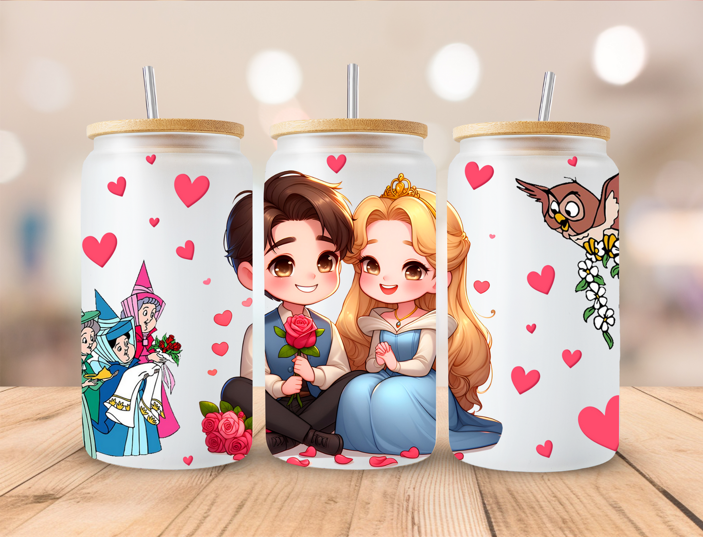 Sleeping Princess Couple - 16 oz / 20 oz Libby UV DTF Wrap