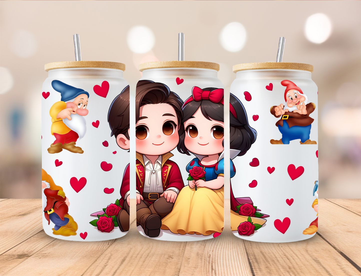 Apple Princess Couple - 16 oz / 20 oz Libby UV DTF Wrap