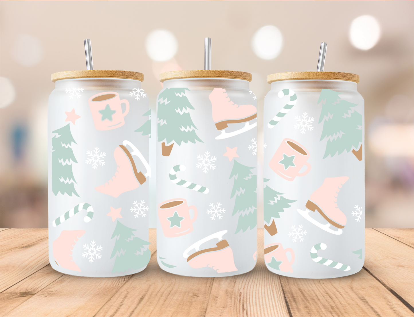 Christmas Skates - 16oz Libby UV DTF Wrap RTS