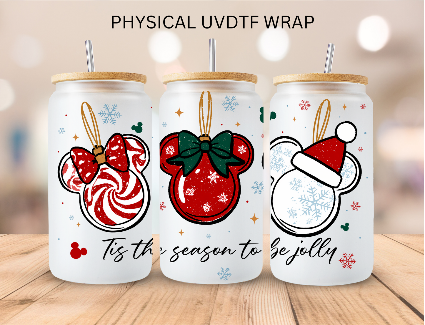 Christmas Tis The Season - 16 oz / 20 oz Libby UV DTF Wrap