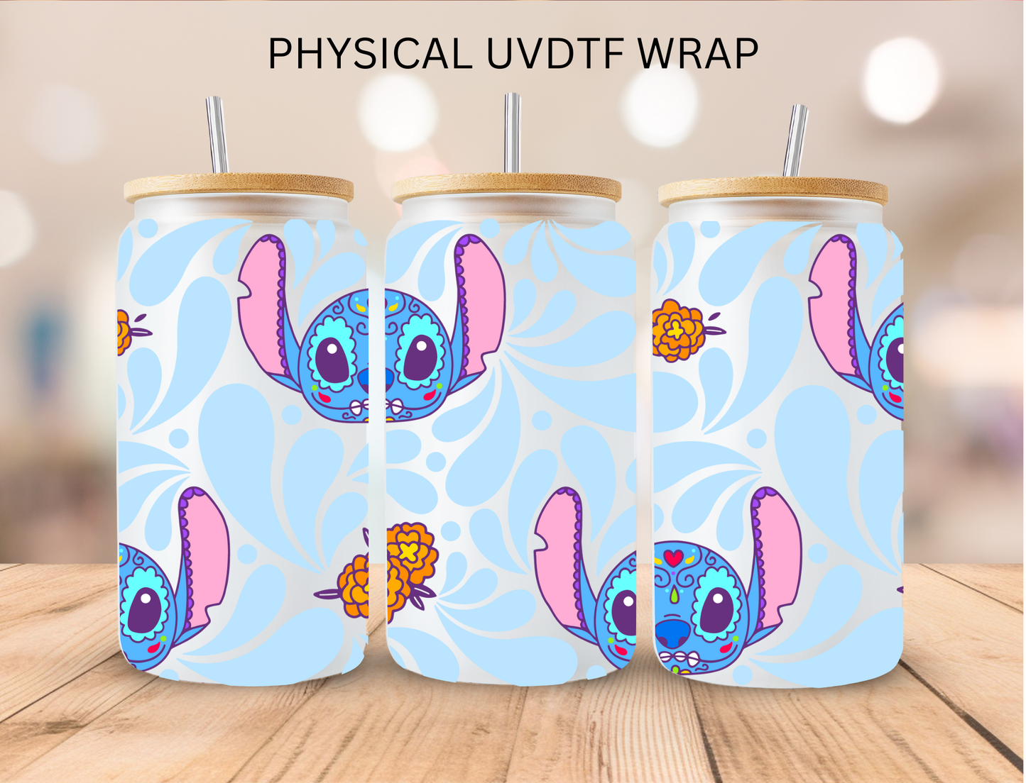 Talavera Blue Alien - 16 oz / 20 oz Libby UV DTF Wrap