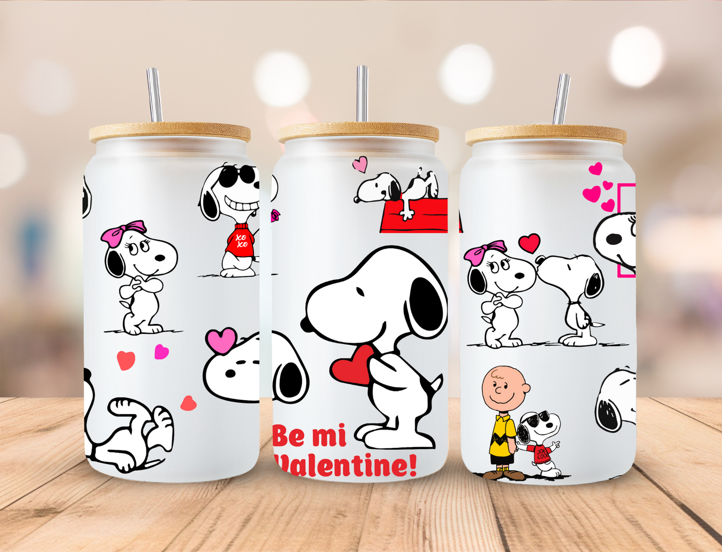 Valentines Love White Dog - 16oz/20oz Libby UV DTF Wrap