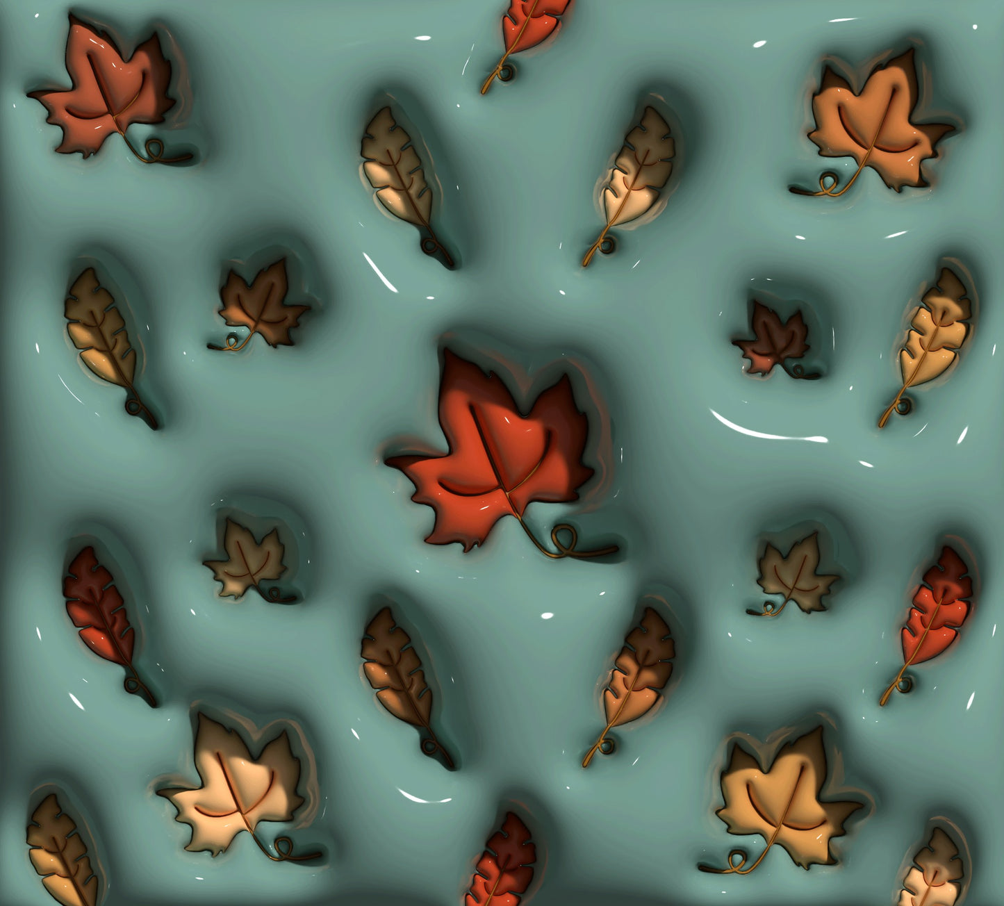Inflated Fall Leaves - 3D Inflated 20 Oz Sublimation Transfer
