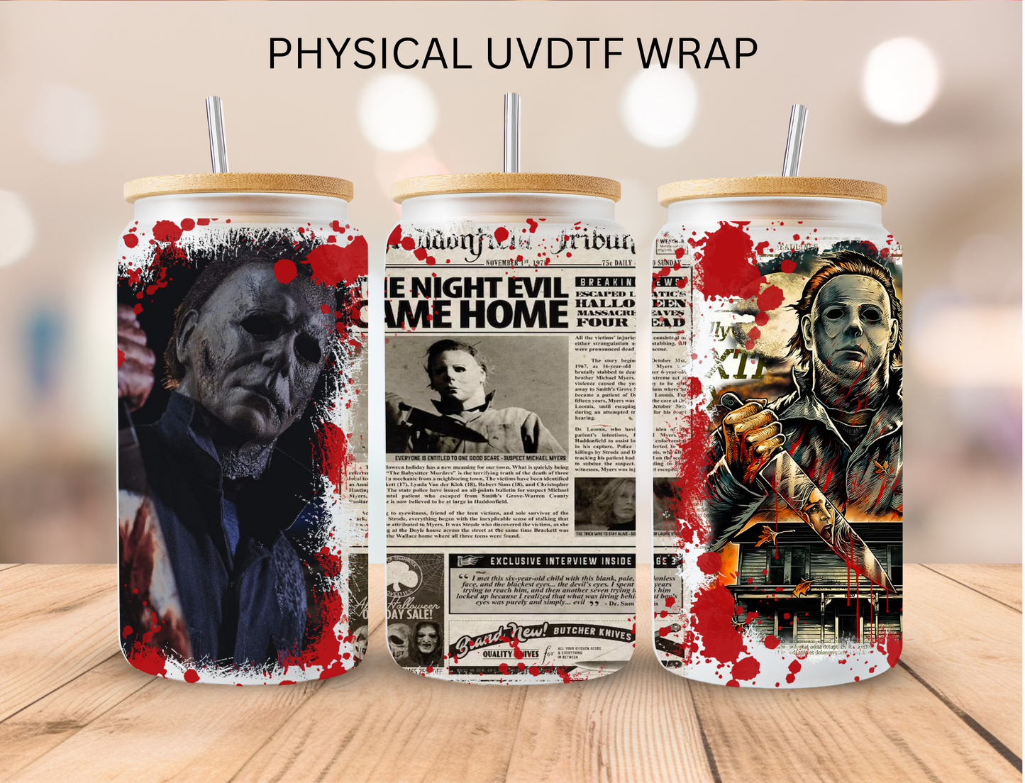 Halloween Michael - 16 oz / 20 oz Libby UV DTF Wrap