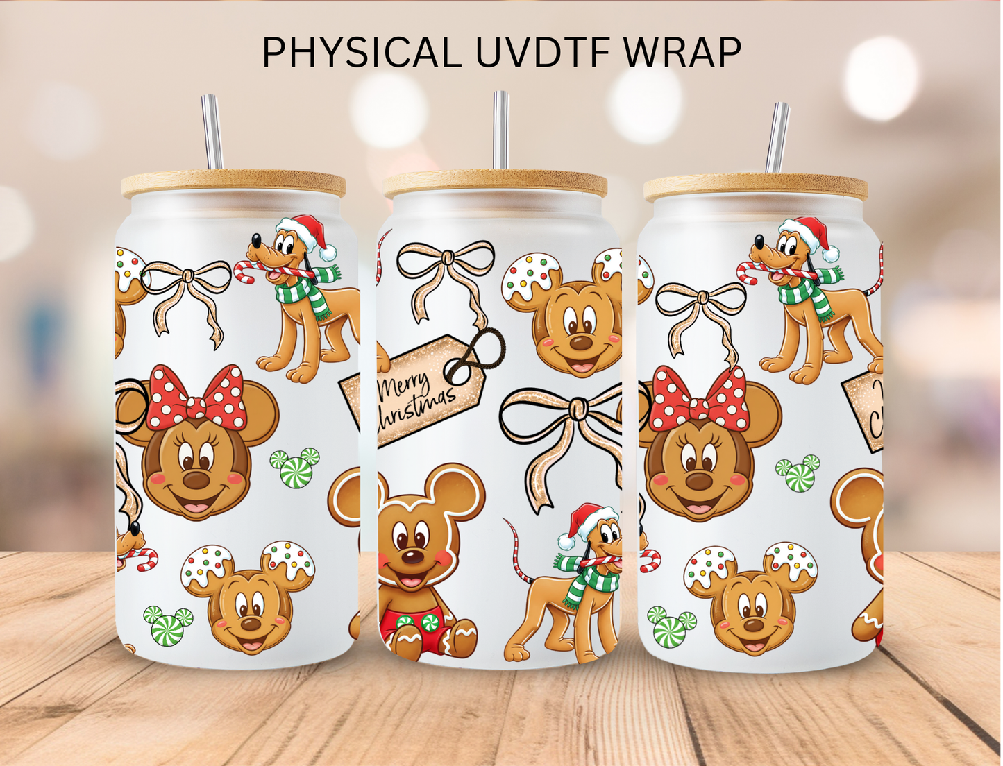 Christmas Gingerbread Mouse - 16 oz / 20 oz Libby UV DTF Wrap