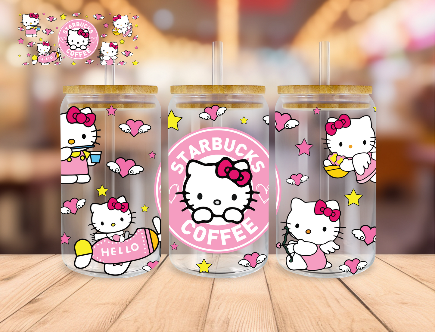 Kitty Coffee - 16 oz / 20 oz Libby UV DTF Wrap