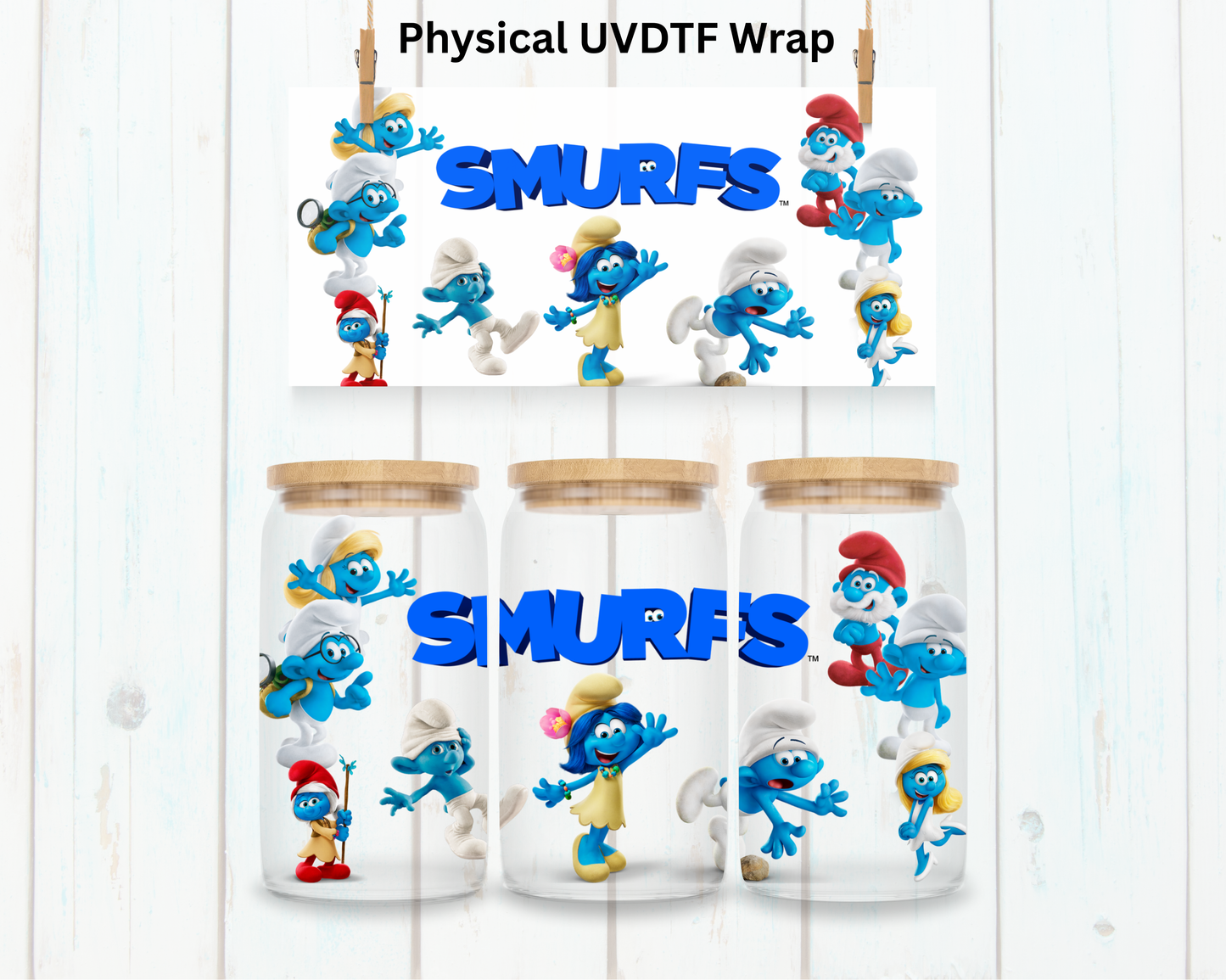 Blue Mushroom Family - 16 oz / 20 oz Libby UV DTF