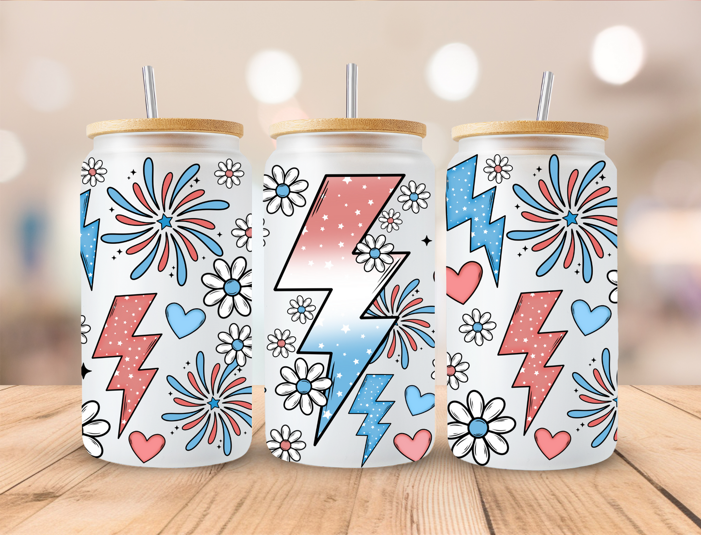 Retro 4th Of July - 16 oz / 20 oz Libby UV DTF Wrap