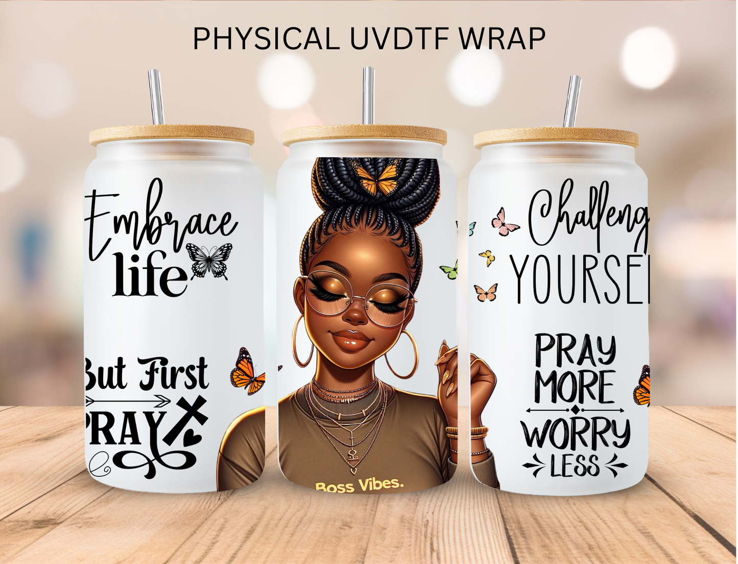 African American Boss Vibes - 16 oz / 20 oz Libby UV DTF